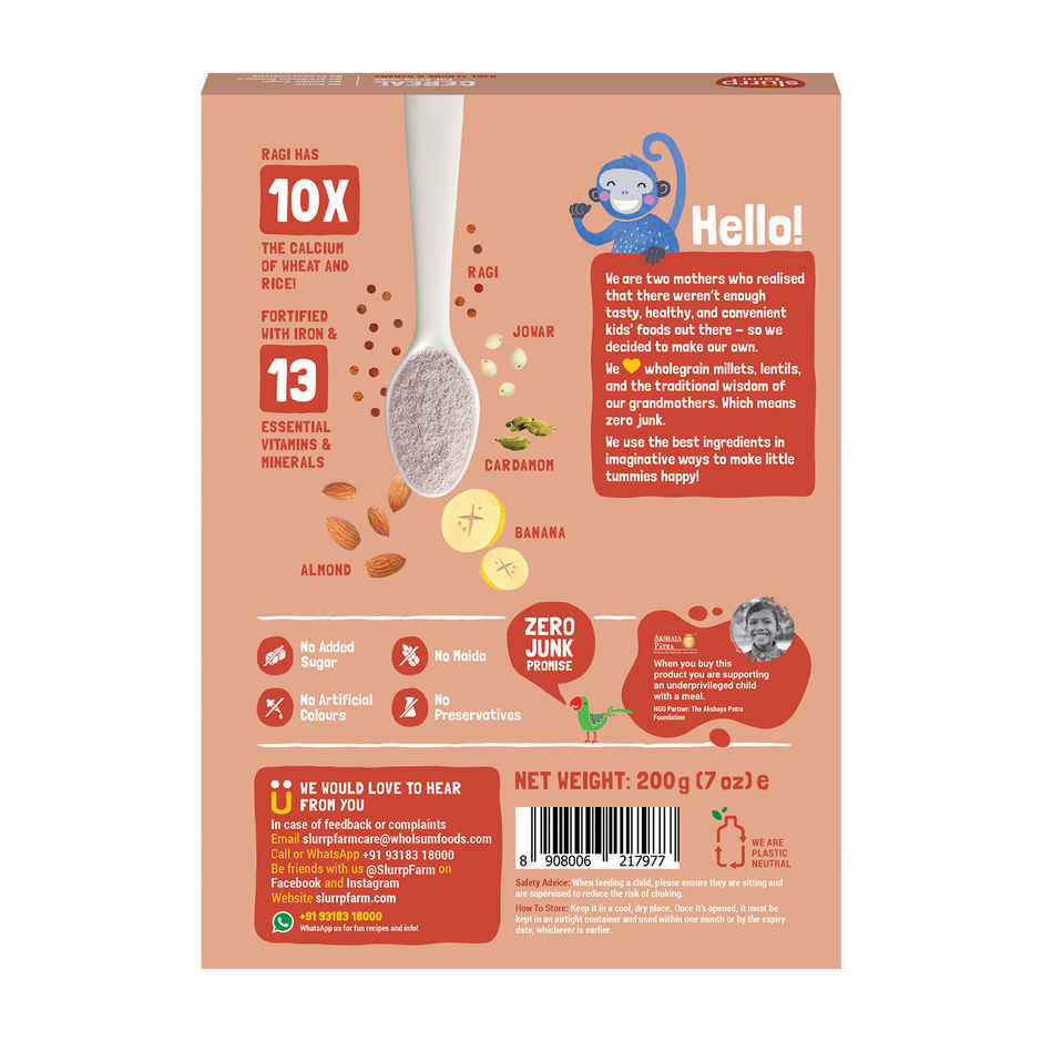 Slurrp Farm Cereal for Little ones | Ragi, Almond and Banana