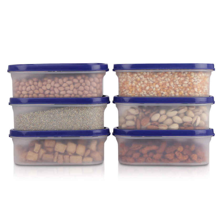 Cutting EDGE 525ml Plastic Modular Storage Containers|Microwave Safe |BPA Free |Set of 6 |Dark Blue