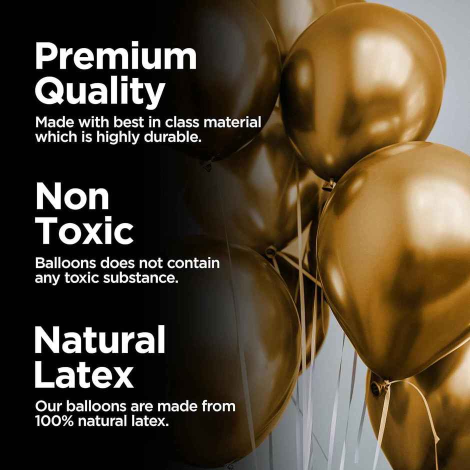 Just Party Golden Metallic Chrome Shiny Balloons For Party Decorations