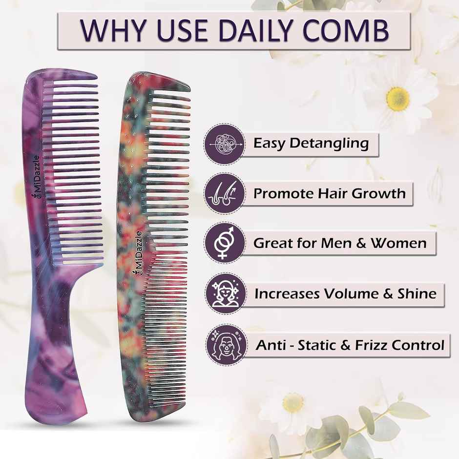 Midazzle Daily Comb | Assorted Colors Set of - 3 Multicolor |MIDC2705