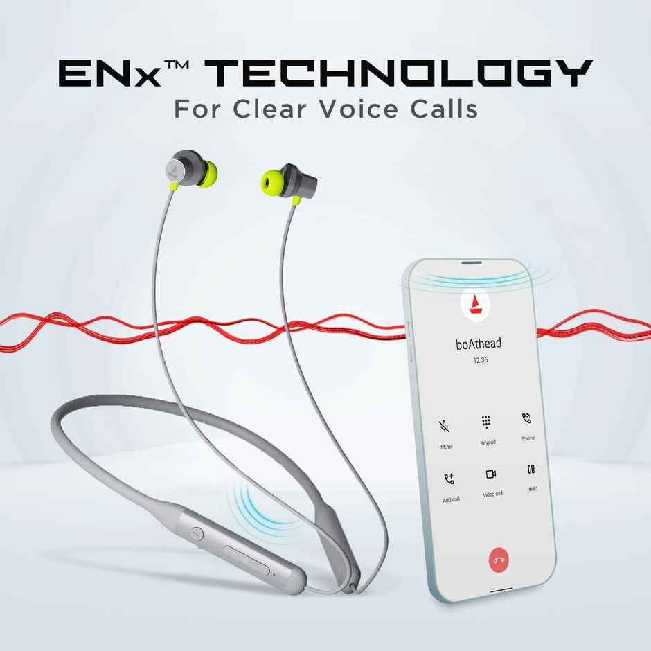 boAt Rockerz 330ANC Bluetooth in Ear Neckband with mic, Crystal Bionic Sound Powered (Funky Grey)