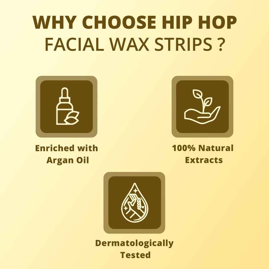 HipHop Skincare Facial Wax Strips for Normal to Sensitive Skin, For Instant Hair Removal