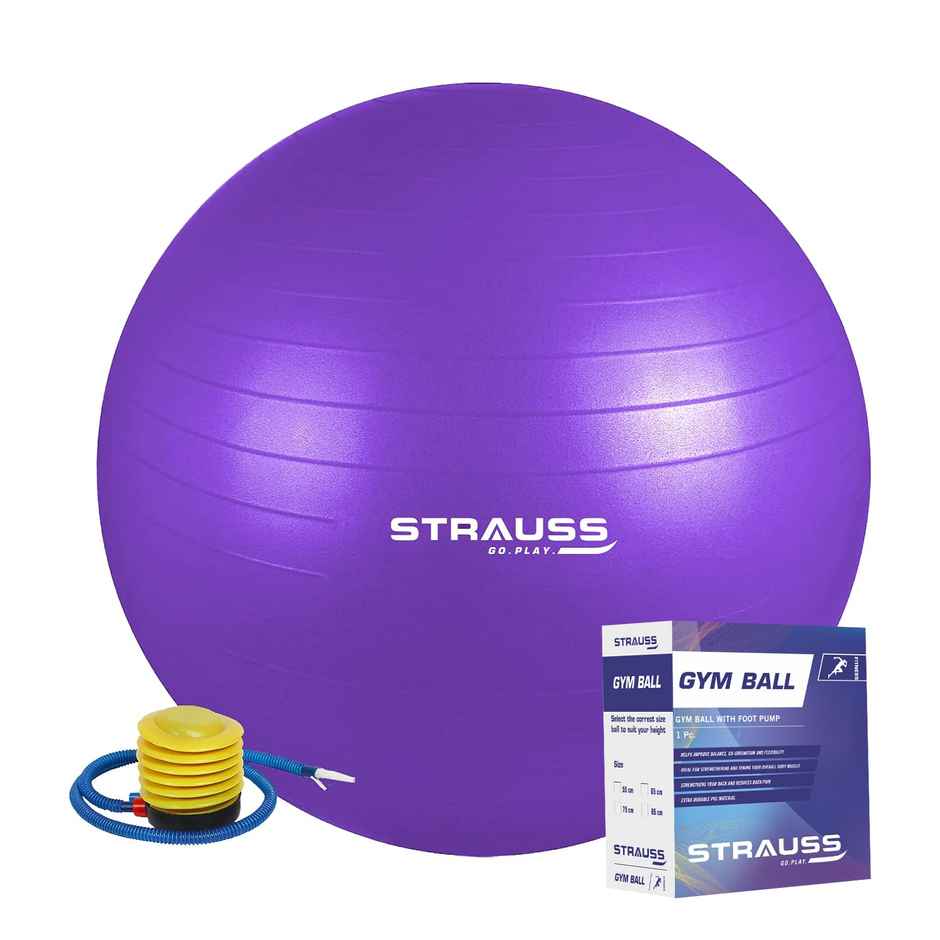 Strauss Rubber Anti-burst Gym Ball | Round Shape | 85 Cm | Purple