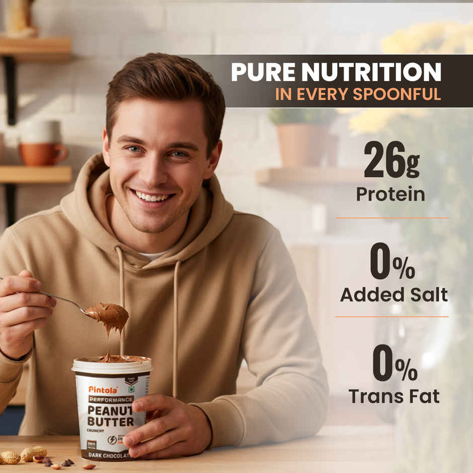 Pintola Dark Chocolate Performance Series Peanut Butter (Crunchy)- VEGan Protein 26% Protein