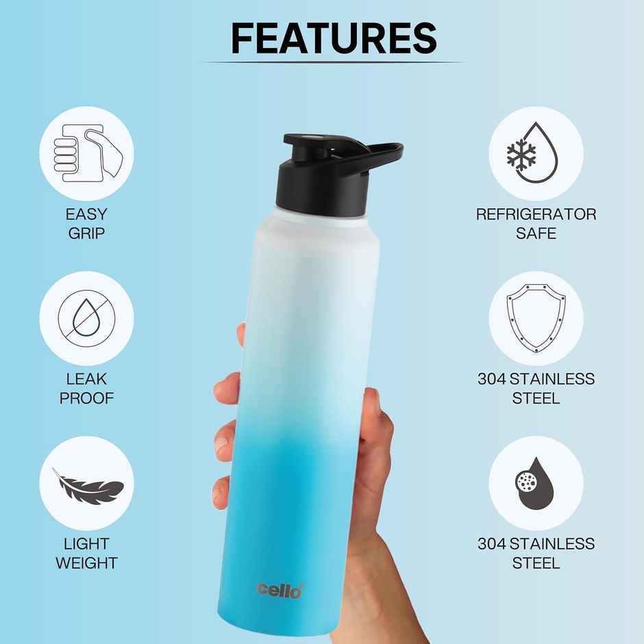 Aqua Pro Max Stainless Steel Water Bottle | White Blue | CELLO