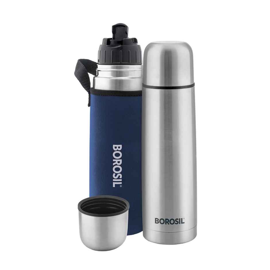 Borosil Thermo Stainless Steel Water Bottle - 1 L | Double Wall Vacuum Insulated Flask
