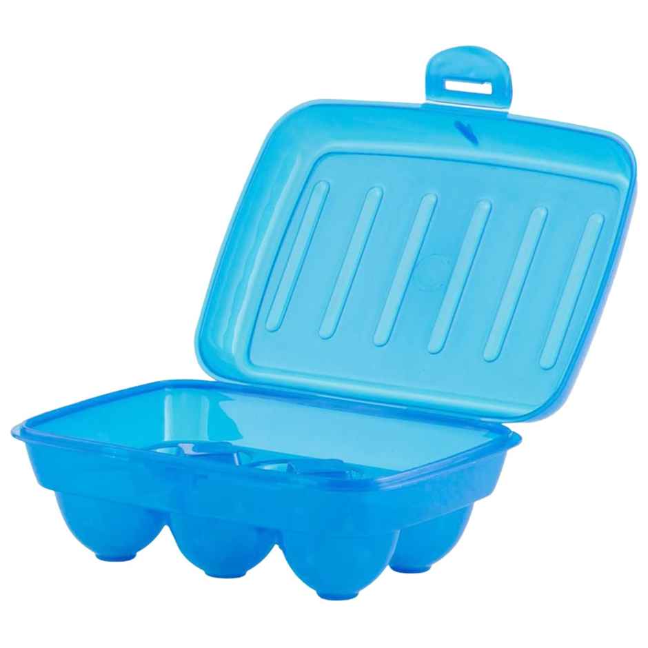 Kuber Industries Plastic 6 Slot Egg Container | Refrigerator & Kitchen Tray | Blue