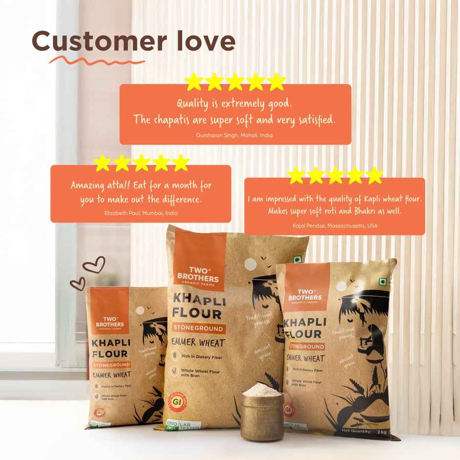 Two Brothers Khapli | Emmer Long Wheat Atta Stoneground