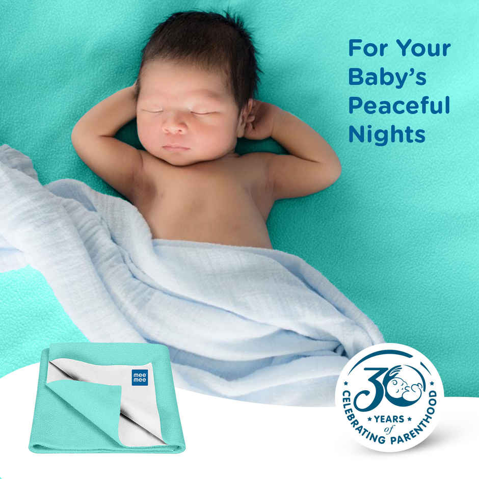 Mee Mee Reusable Waterproof/Extra Absorbent Cotton Mat/Dry Sheets/Bed Protector (Small | Green)