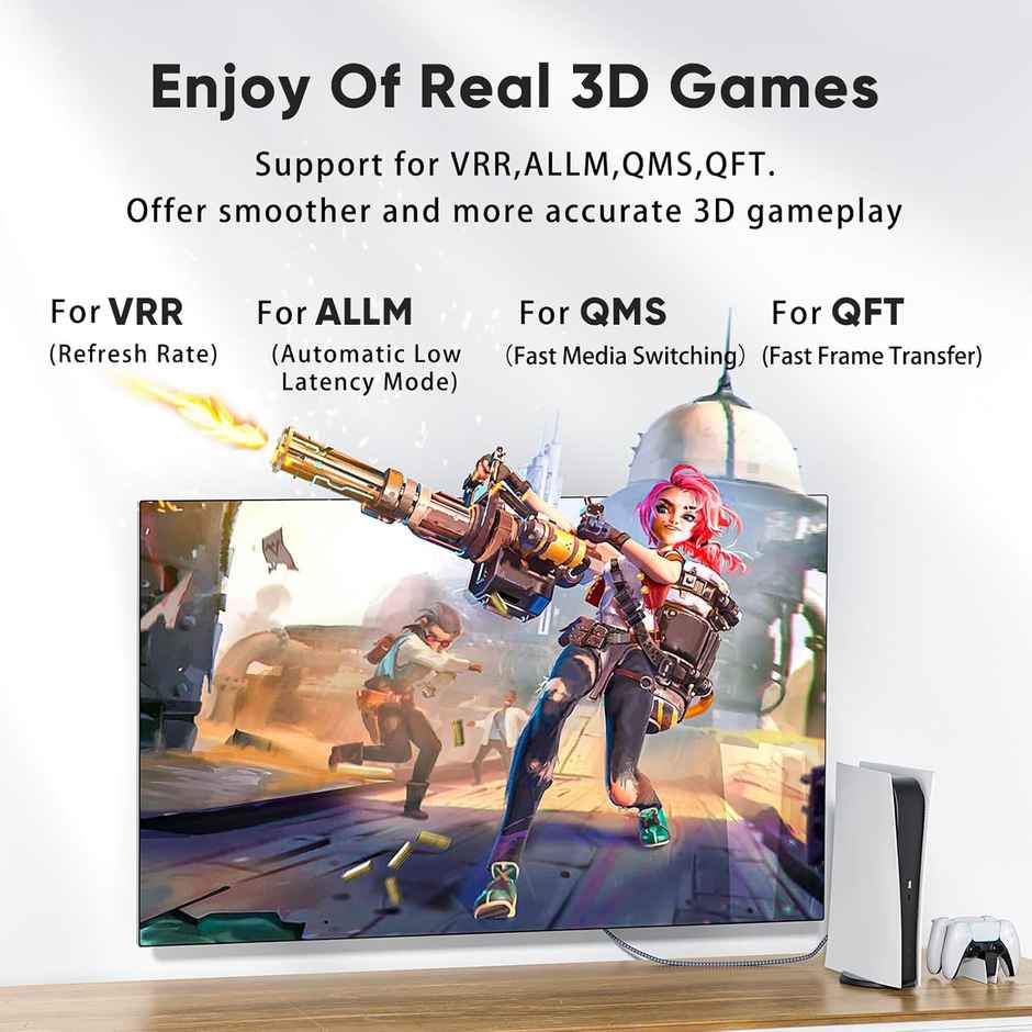 Ailkin HDMI Cable with Ethernet| 4K at 60Hz| 18Gbps| Dolby DTS| eARC| 3D| 5M| Black