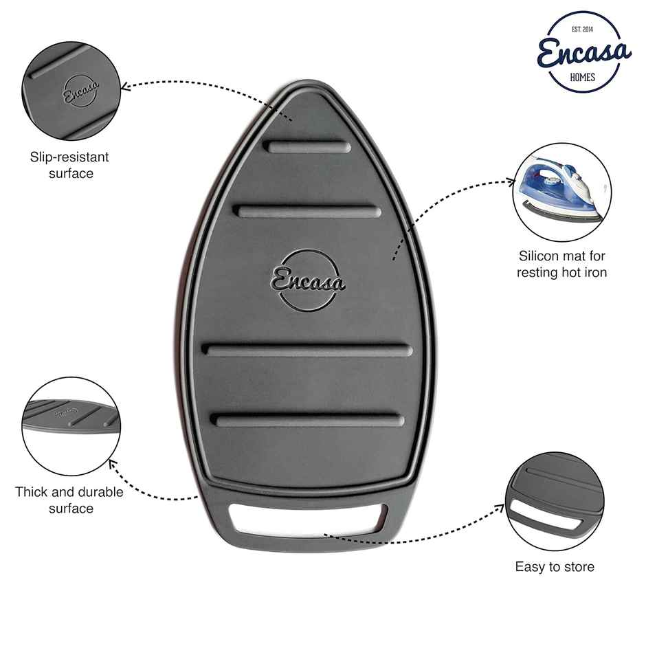 Encasa Xo Silicone Mat Ironing Pad Grey 27X14 Cm, Pack Of 1