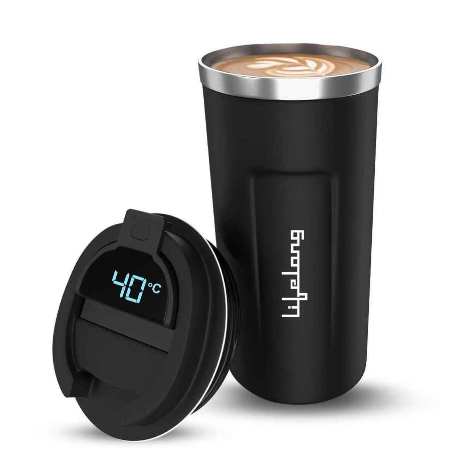 Lifelong Insulated Mug,Vacuum Insulated Temperature | 8 Hours Hot and 14 Hours Cold, 510 ml | Black