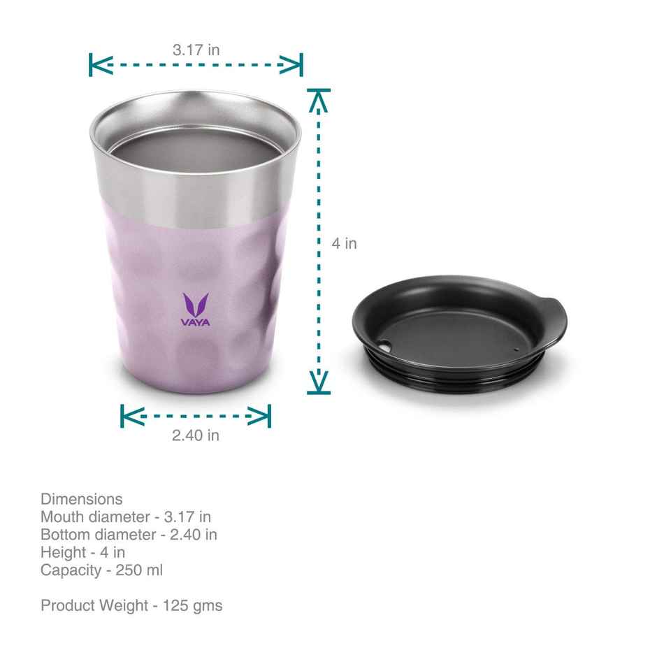 VAYA POPCUP Insulated Coffee Mug with Lid 250ml, Stainless Steel - Purple