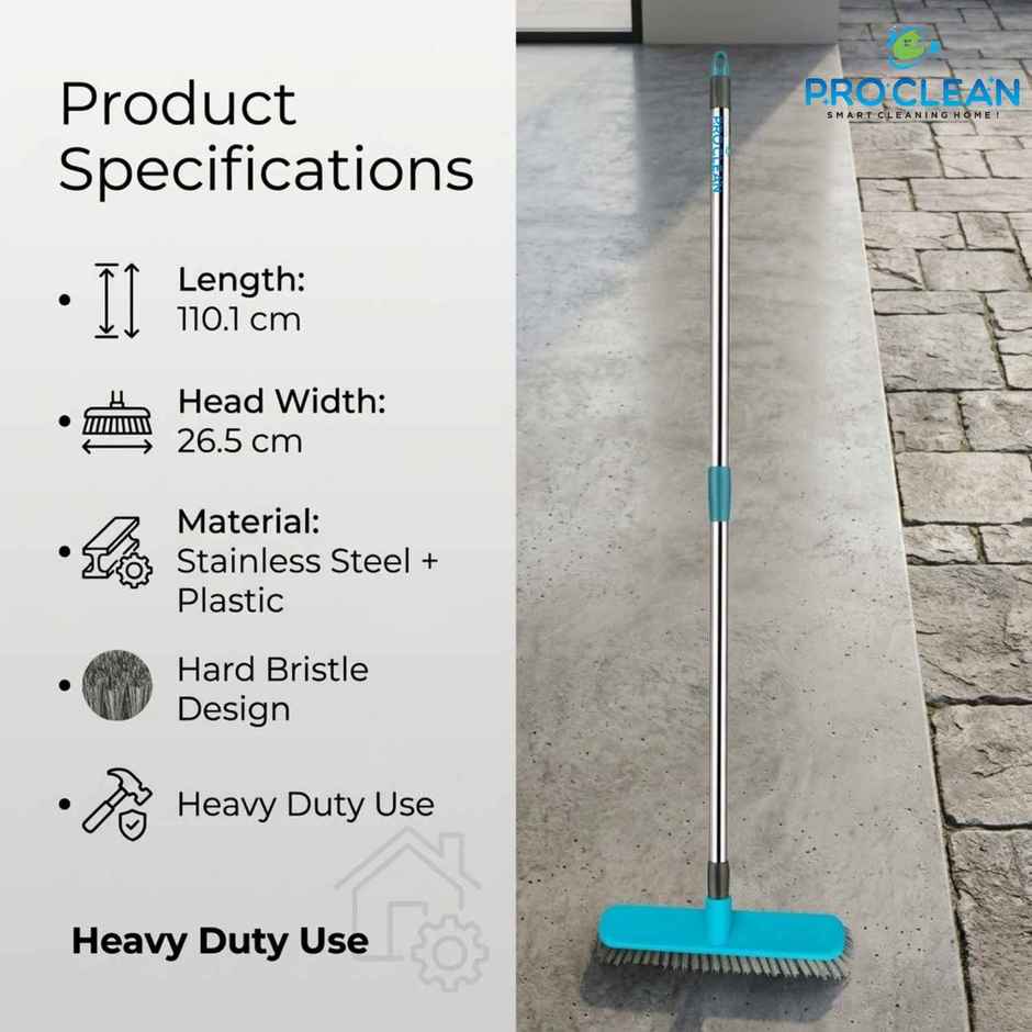 Proclean Hardy Brush - Small | 9 Inch | With SS Handle | Bathroom Brush | 41 Inch