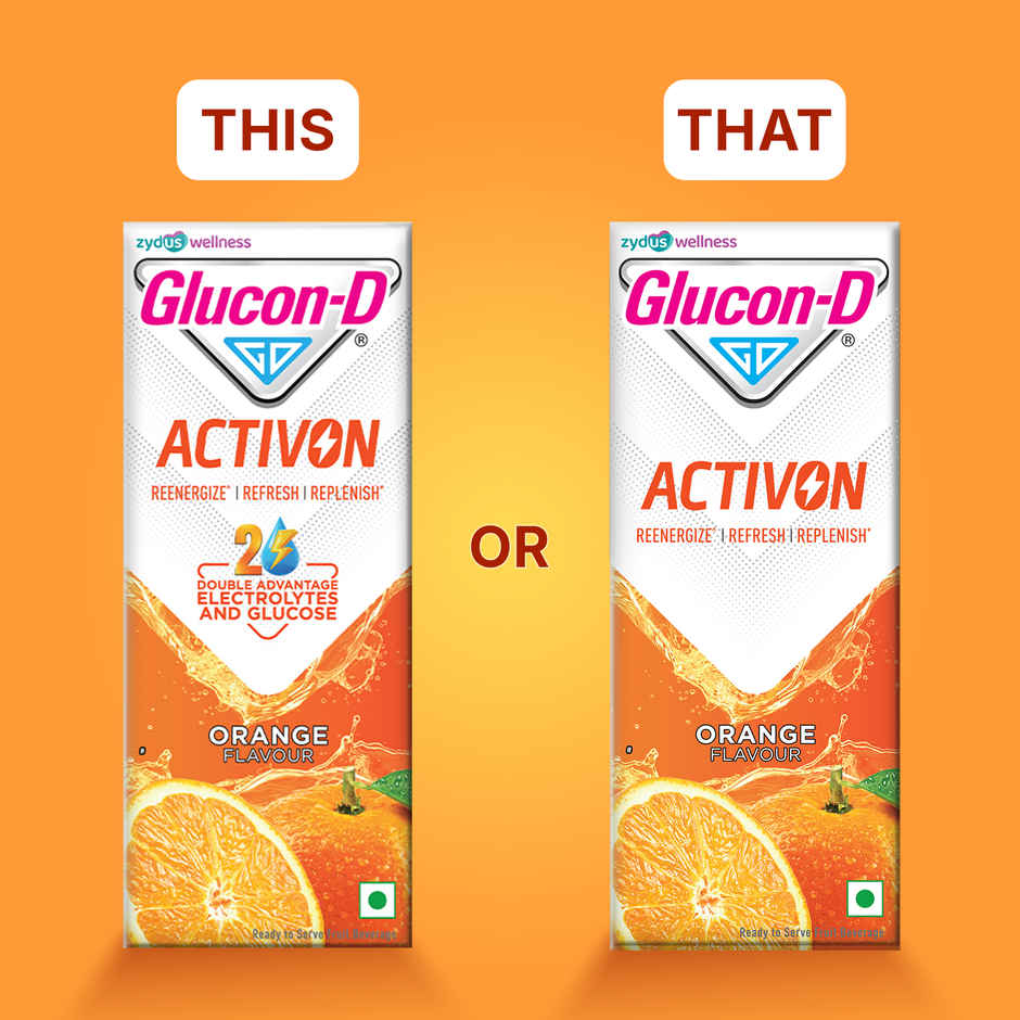 Glucon-D Activon Ready to Drink Beverage | Orange Flavour
