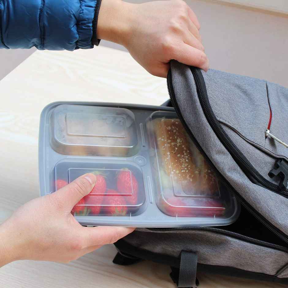 Disposable Rectangle Meal Box | 3 Compartment | 140 x 190 x 42 | Pack Of 25 | Tempware