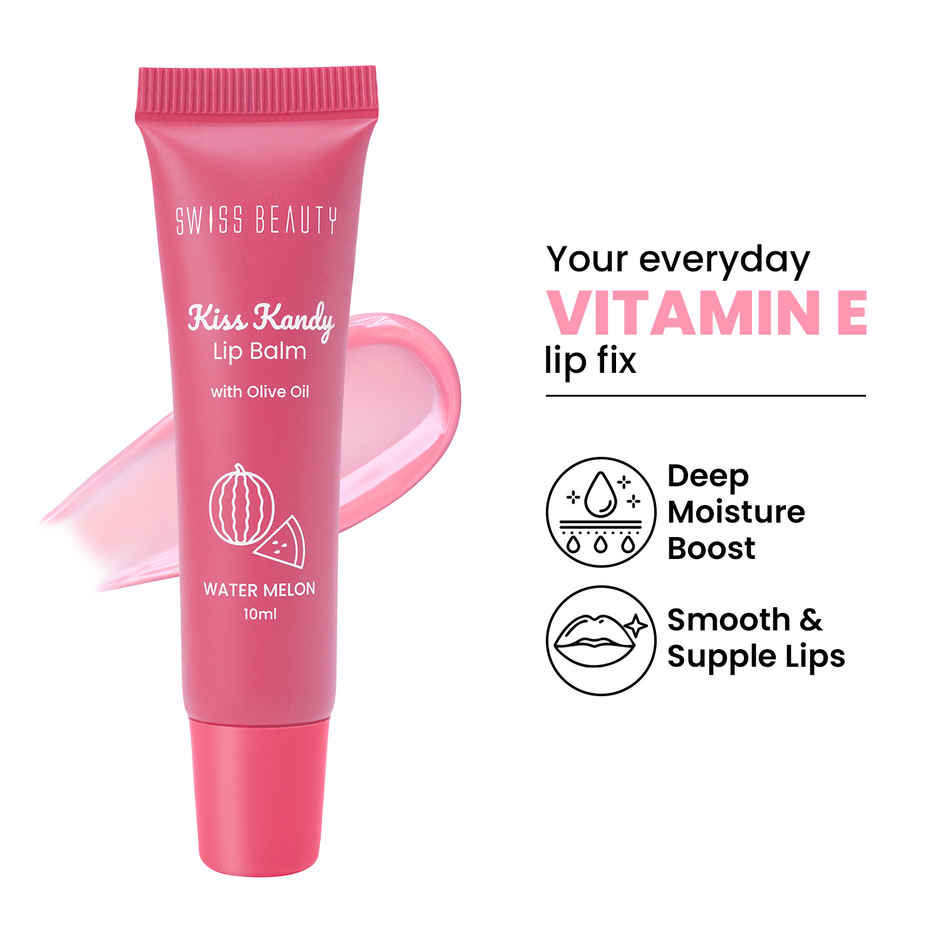 Swiss Beauty Kiss Kandy Lip Balm With Olive Oil | Moisturising Soft & Smooth Lips - 02 Water Melon