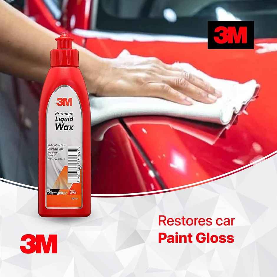 3M Premium Liquid Wax | Restores Car Paint Gloss and Lustre, Water Repellent | 200 ml