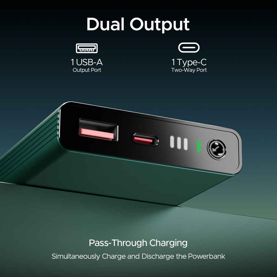 boAt 10000 mAh Pocket Size Power Bank w/ 2-Way 22.5W Fast Charging - PB300 Pro (Emerald Green)