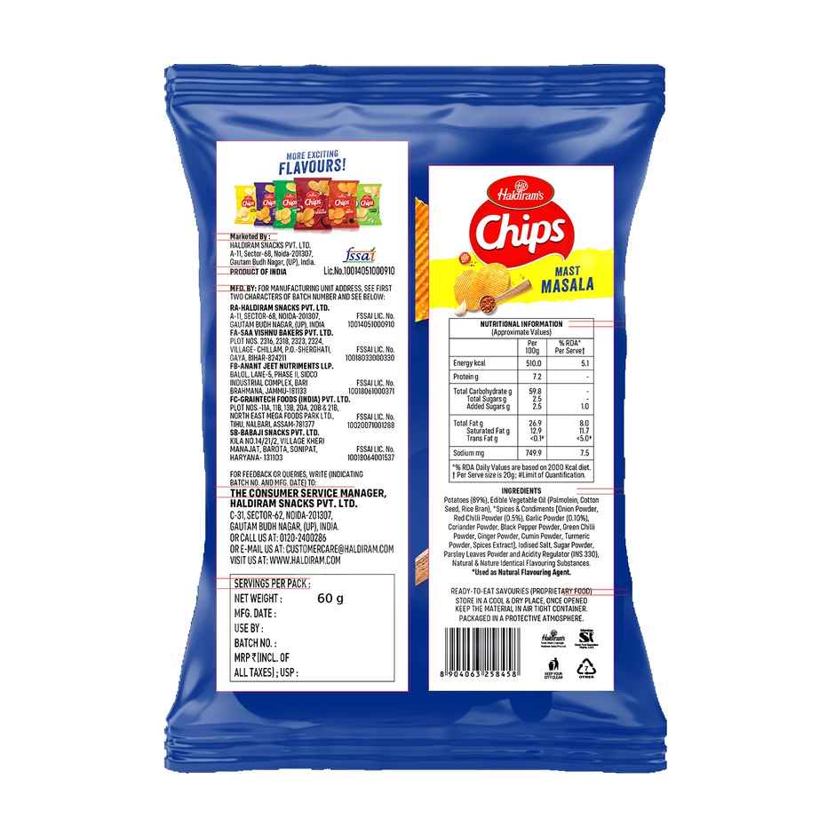 Haldiram's Chips Mast Masala | Spiced Potato Chips
