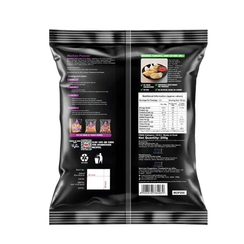 HyFun Paneer Momos, Ready to cook | Frozen