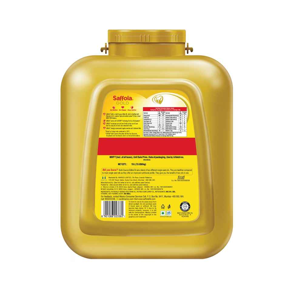 Saffola Gold Refined Cooking Oil Blended Rice Bran and Sunflower Oil