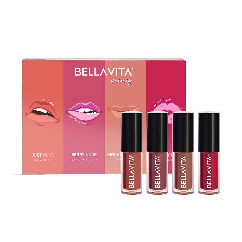 Bella Vita Mini Kiss Proof Liquid Lipsticks Set of 4 Gift Box