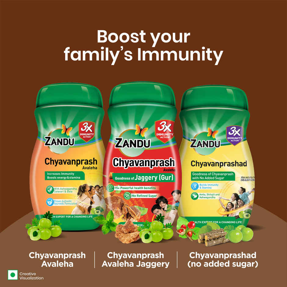 Zandu Jaggery Chyawanprash Avaleha, Made with Jaggery (Gur), No added Sugar