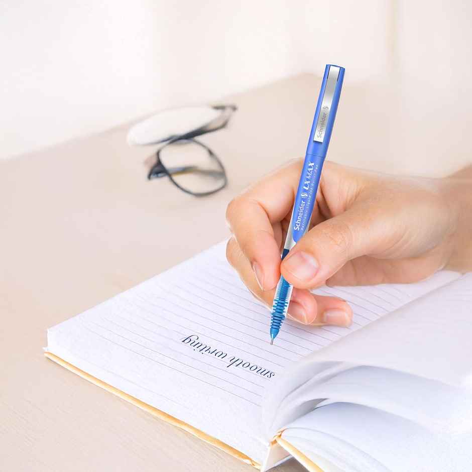 Luxor Schneider LX Max Refillable Roller Ball Pen | Pack of 2 | Blue Plus Black | 1000 mtrs Plus Writing Length
