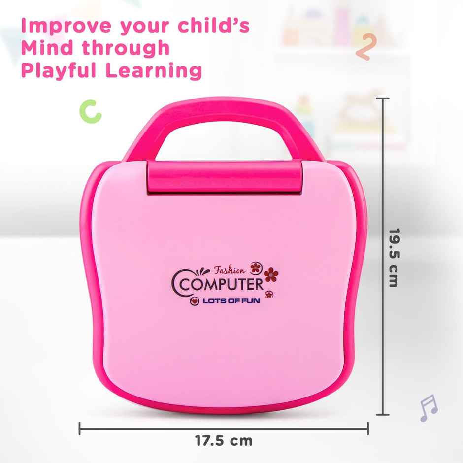 Storio Toys Educational Learning Laptop Toy with Led Display & Music Effect | Pink