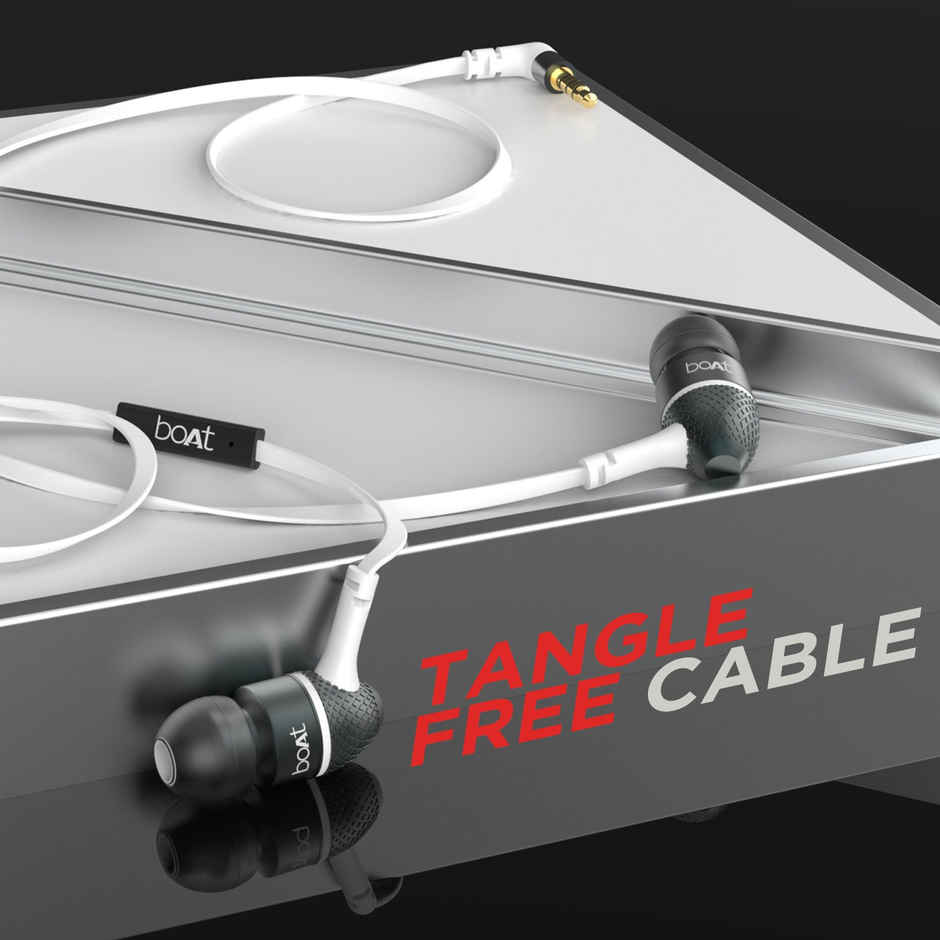 boAt Bassheads 180 in ear Earphones w/ Super Extra Bass, One Button Mic & Tangle Free Cable (White)