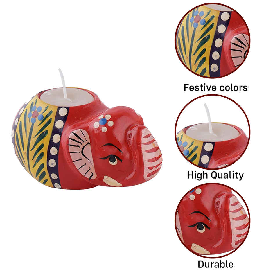 Multicolour Elephant Diya for Diwali Festive Celebration | Pack Of 2 | Party Propz