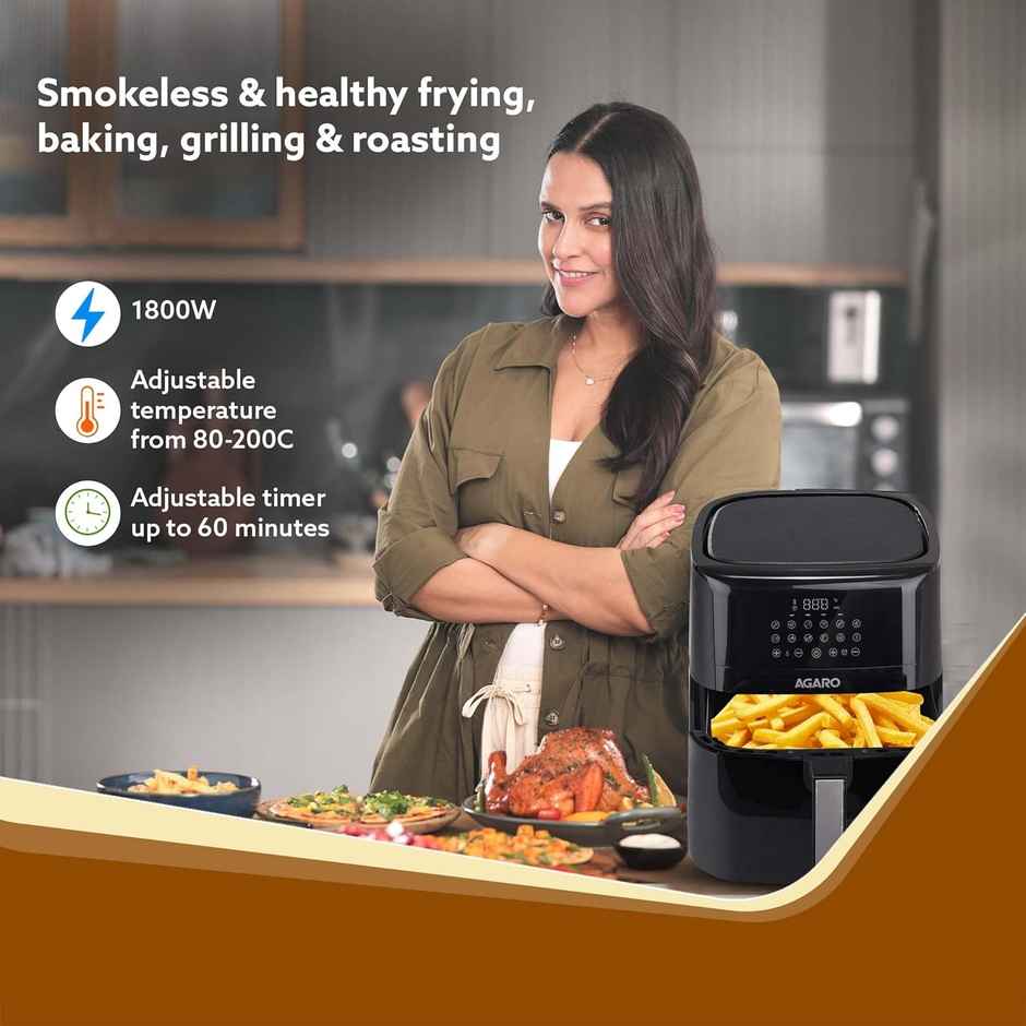 Agaro Elegant Air Fryer, 6.5L, 1800W