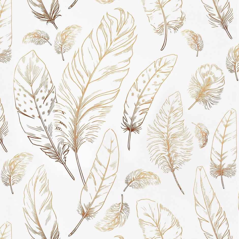 Wollzo Golden Feather Wallpaper Self Adhesive Peel and Stick Wall Decor 45 x 500 cm