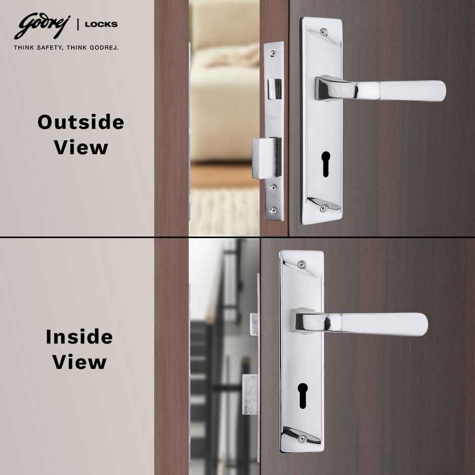 Godrej ELC 04 6-Lever Zinc Alloy Door Handle with Lock Body - Silver