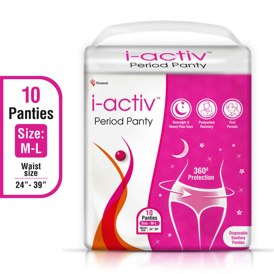 i-activ Period Panty For Girls & Women | M-L | Disposable Period Panties For Women