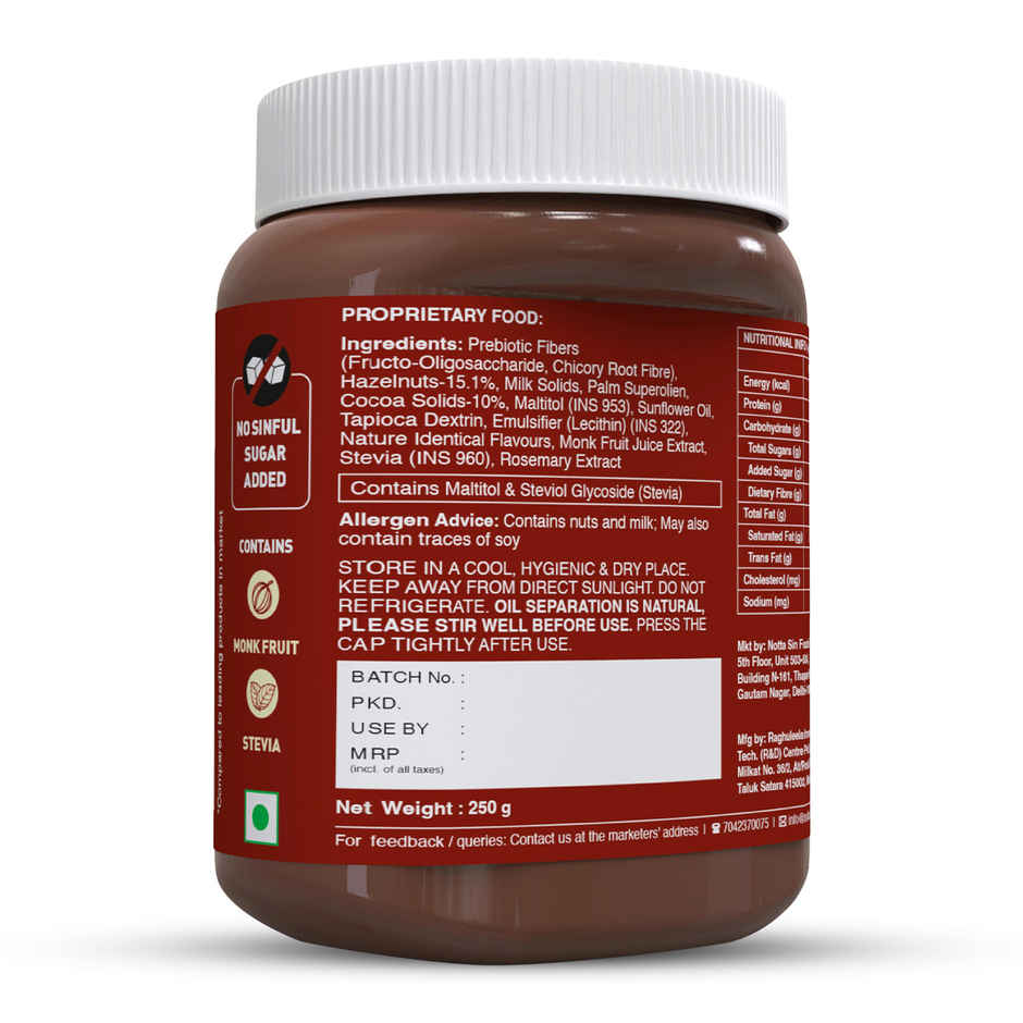 Notta Sin Choco Hazelnut Spread