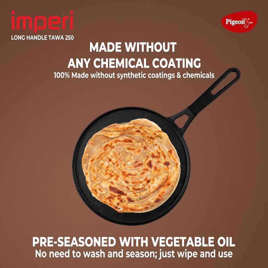 Pigeon Imperi Cast Iron Long Handle Tawa 250