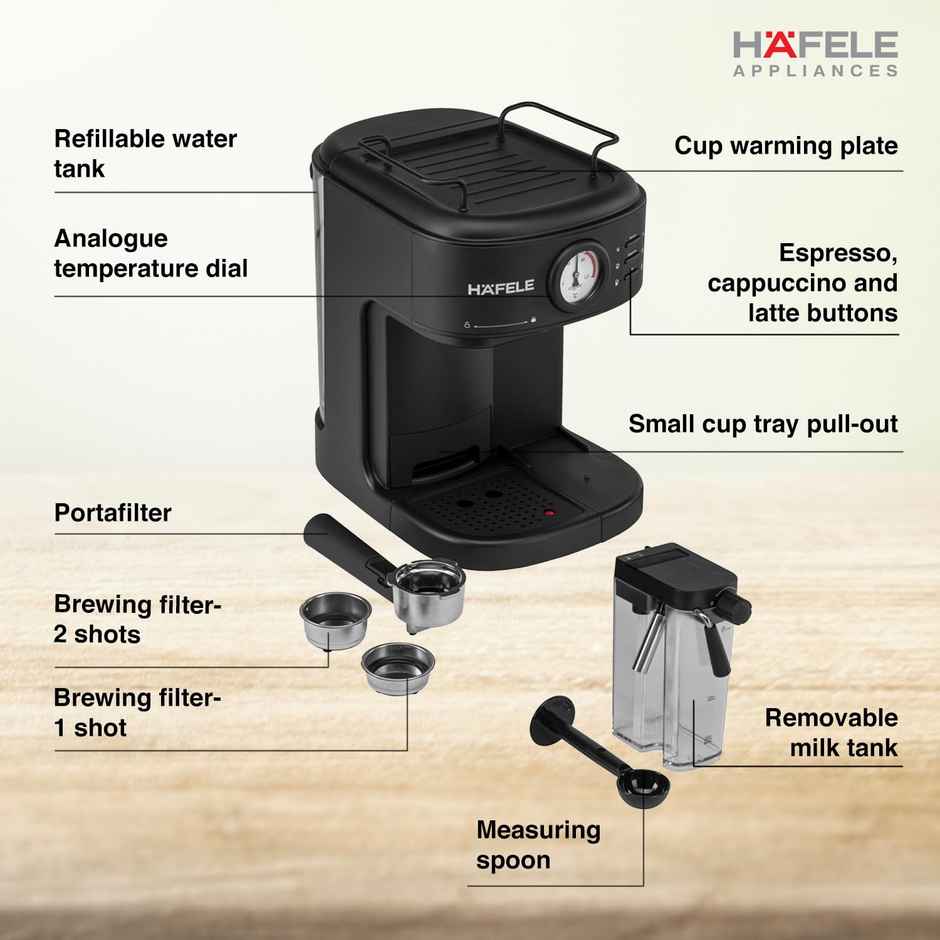 Hafele U-Kaffee Plus Coffee Machine, 15-Bar Pump Pressure, (500 Ml)1250W