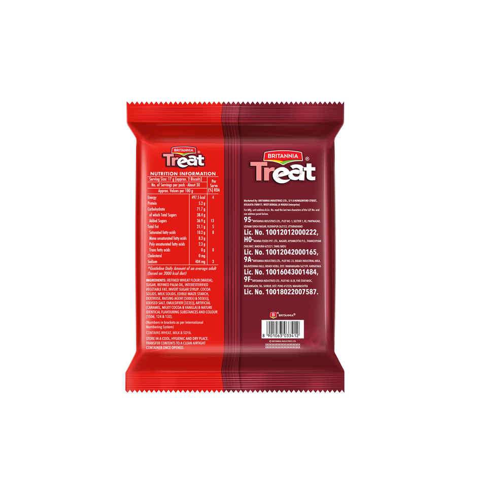Britannia Treat Vanilla Creme Sandwich Biscuits | Trans Fat-free