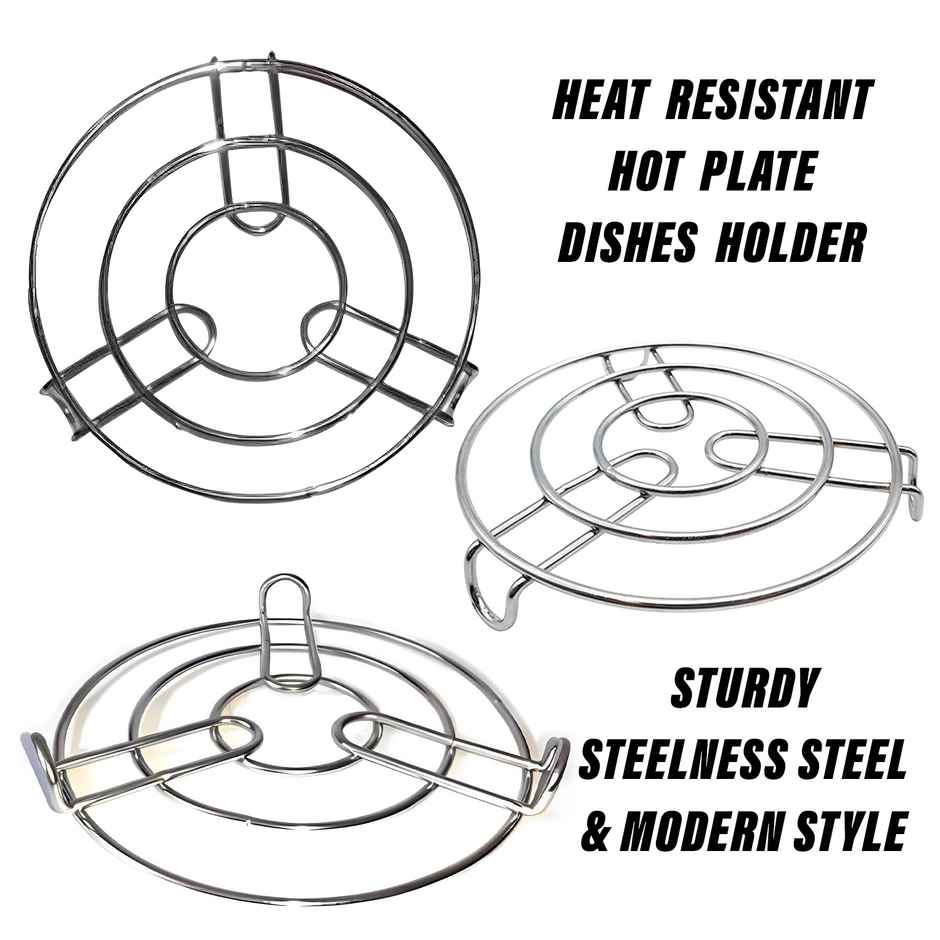 Kuber Industries Stainless Steel Iron Stand | Round Steamer Rack | Silver