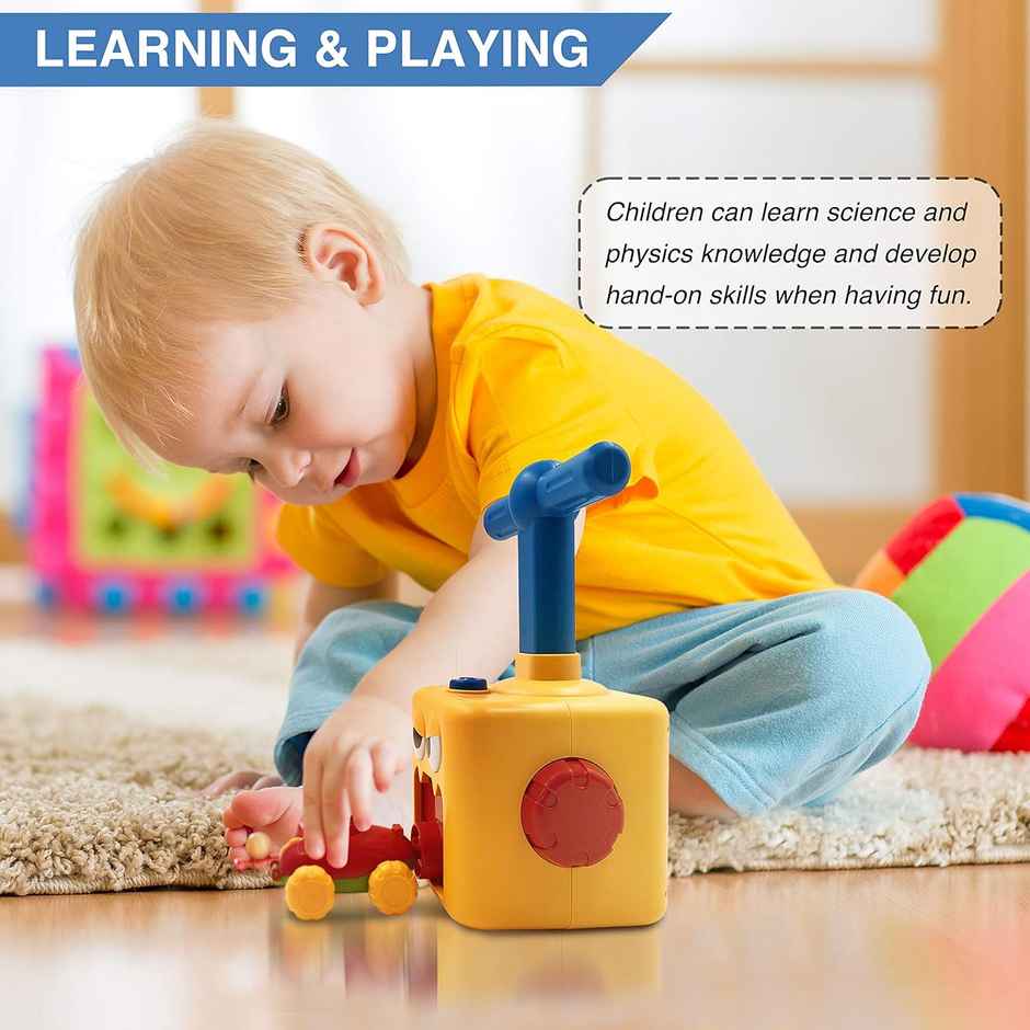 Fablue Balloon Launcher for Kids - Balloon Powered Car Toy for Kids with Launch Tower and Pump