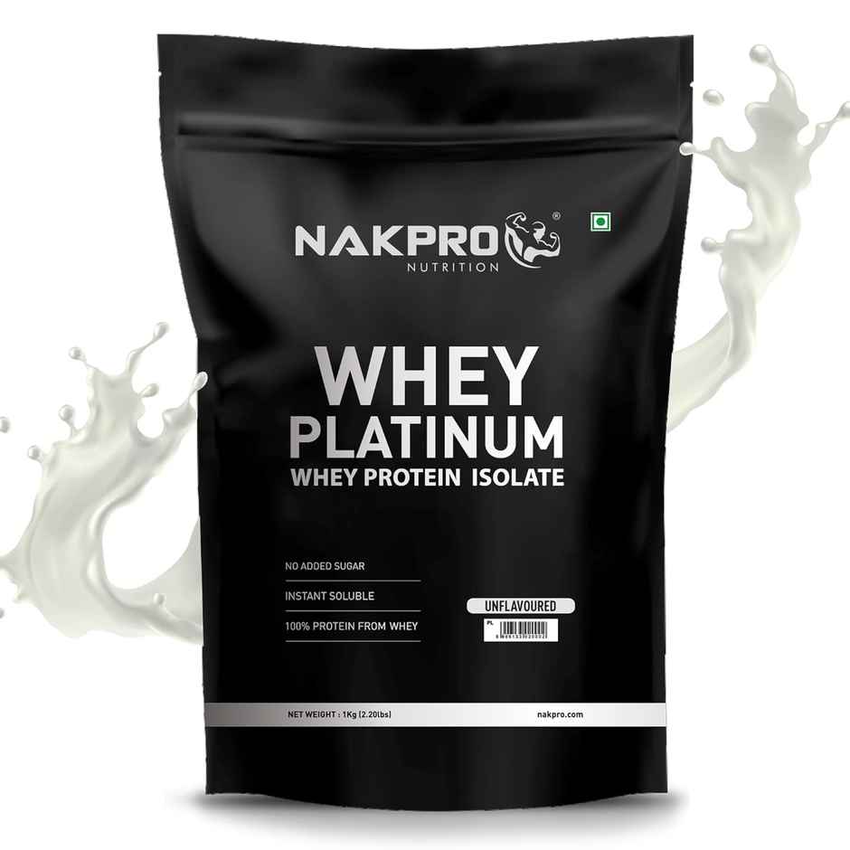 Nakpro Platinum Whey Protein Isolate 90% Unflavoured 31G Protein 7G Bcaa