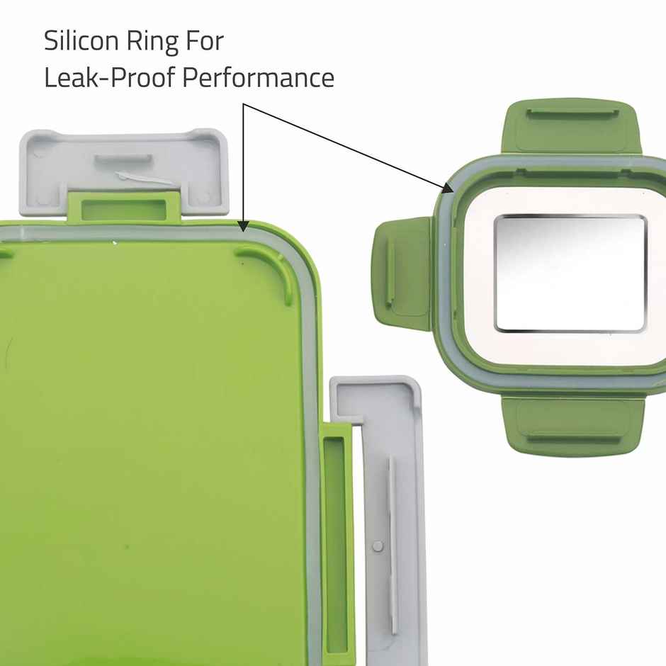 SignoraWare Nugget Printed Steel Lunch Box | 700ml+130ml | Kids Box | Airtight | Leakproof | Green