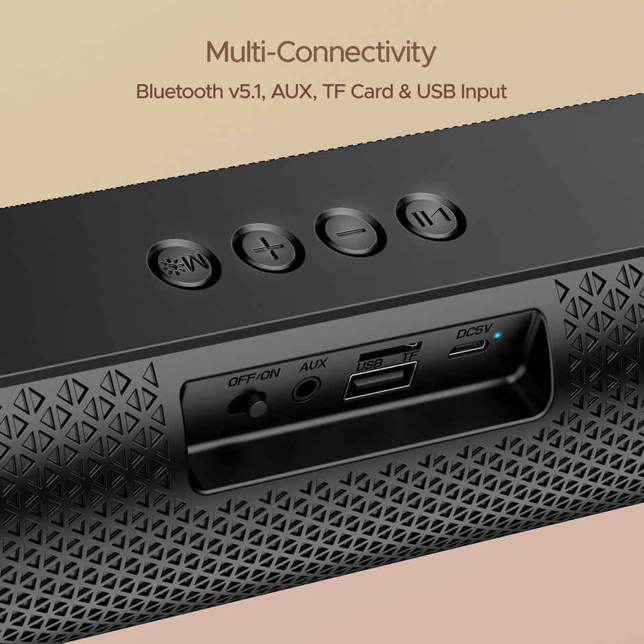 boAt Aavante Bar 480 BT Soundbar w/ 2.0 Channel Audio, 7H Playback(Classic Black)