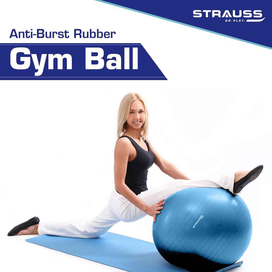 Strauss Rubber Anti-burst Gym Ball | Round Shape | 65 Cm | Blue
