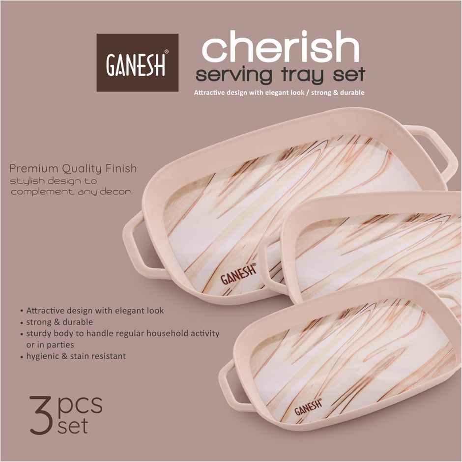 Ganesh Cherish Plastic Rectangular Serving Tray for Tea | Snacks Color May Vary