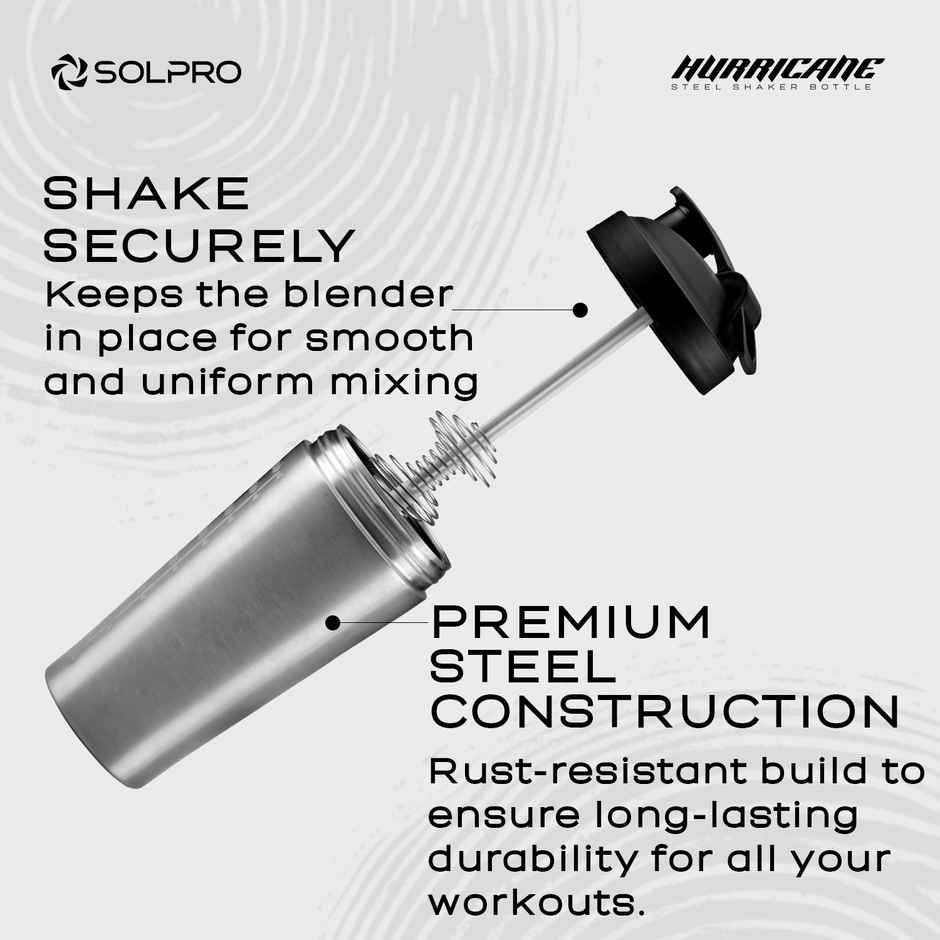 Solpro Hurricane Stainless Steel Shaker Bottle | Gym Shaker | 950 ml