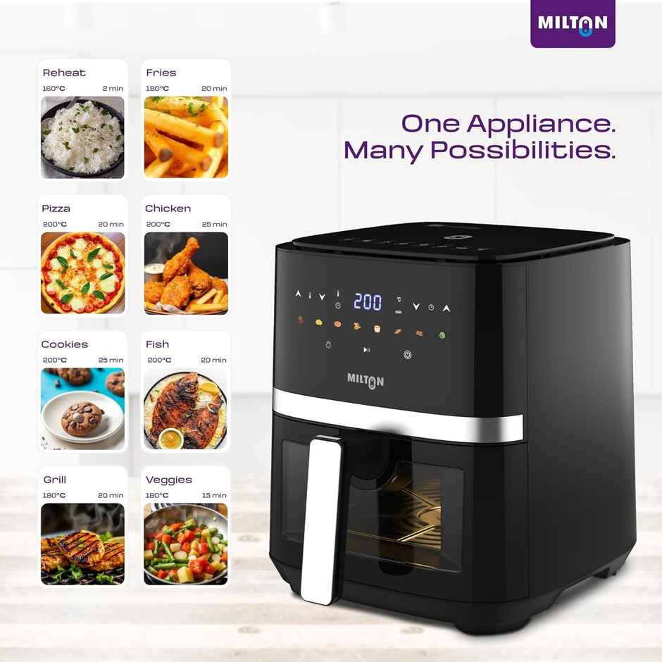Milton Rapid Digital Air Fryer 5L | 1450W | 360 degree High Speed Air Circulation