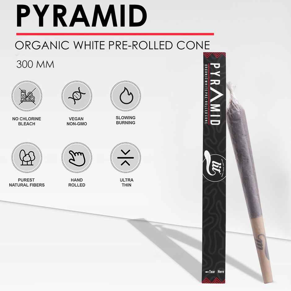 Lit Pyramid Giant 300Mm White Pre-Rolled Cone